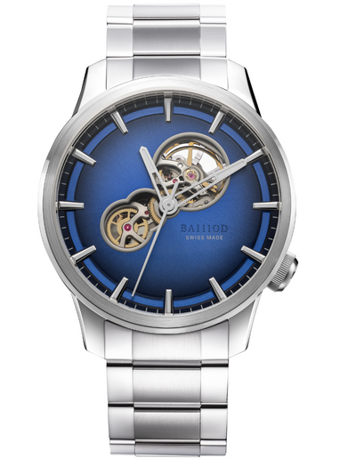 Chapter 3.6 stainless steel bracelet swiss made automatic watch blue dial