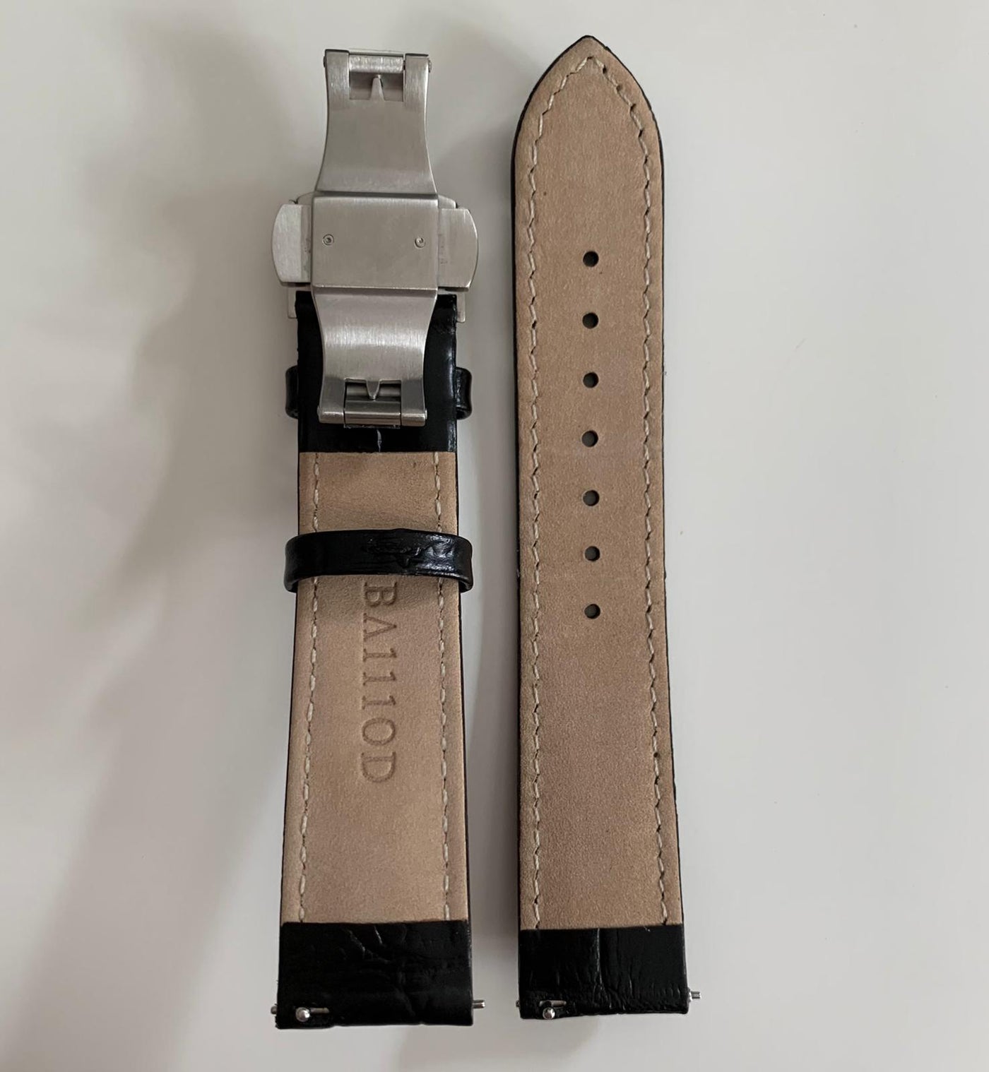 Schwarzes Lederband mit Krokoprägung (20-18mm)