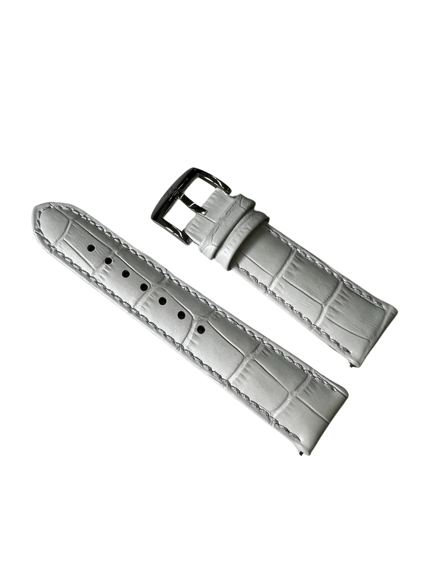 Bracelet en croco blanc - Boucle argentée