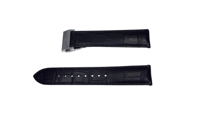 Premium black leather strap with croco imitation pattern (20-18mm)