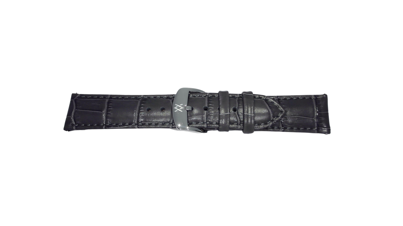 Grey leather strap with croco imitation pattern (20-18mm)