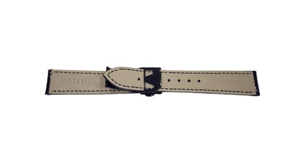 Black Italian saffiano leather strap with blue stitching (18-16mm)