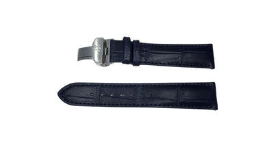 Blue leather strap with croco imitation pattern (20-18mm)