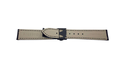 Black Italian Saffiano leather strap with blue stitching